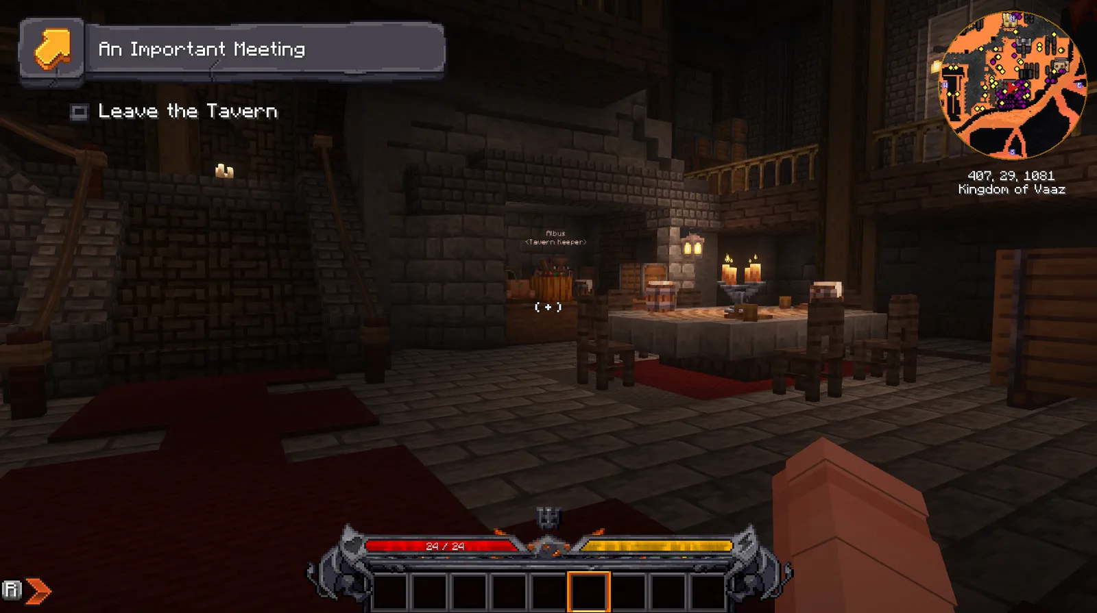Image showing the start of the tutorial in the Tavern of Vaaz.