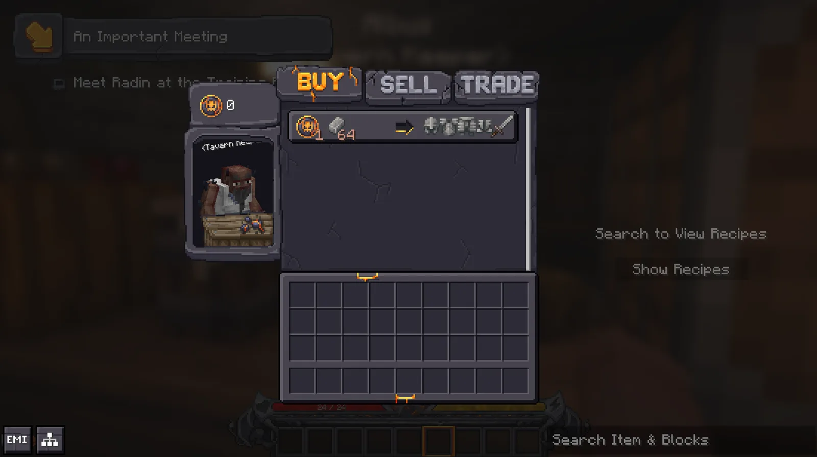 Image of the trading screen of NPCs in Vaaz.