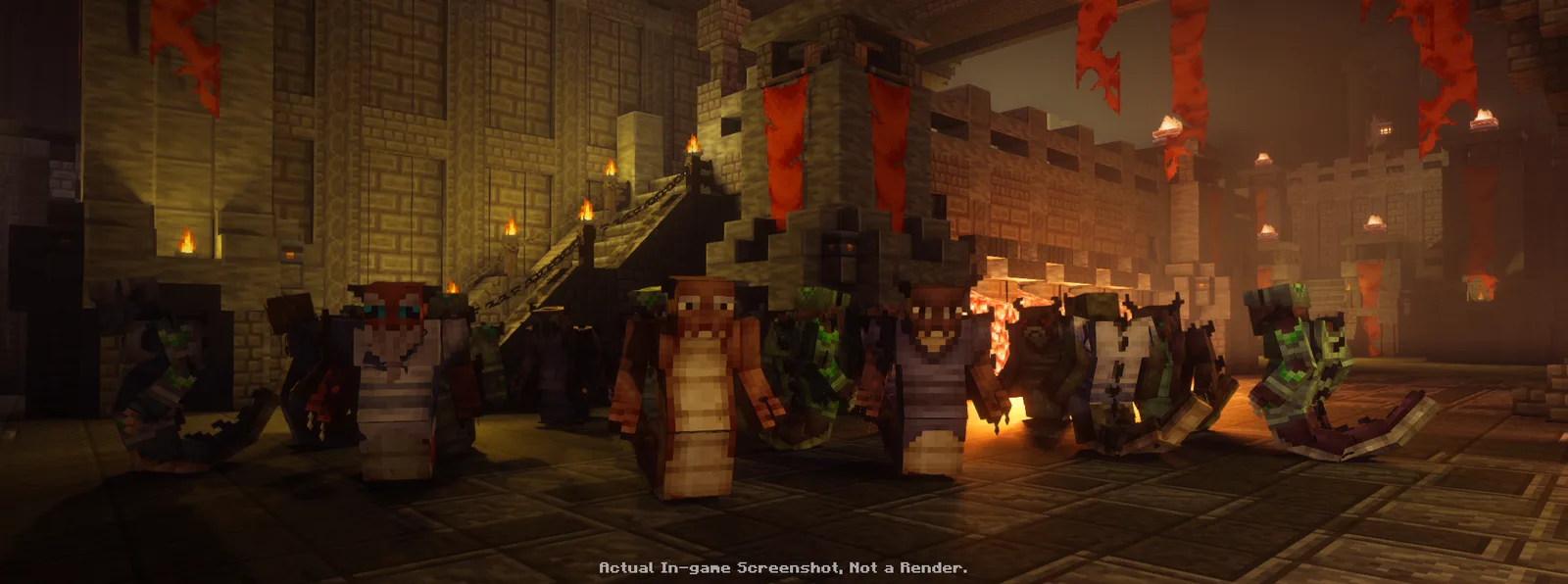 In-Game Screenshot of a few Serkonid NPC variants in Vaaz using the Rethinking Voxels shader.