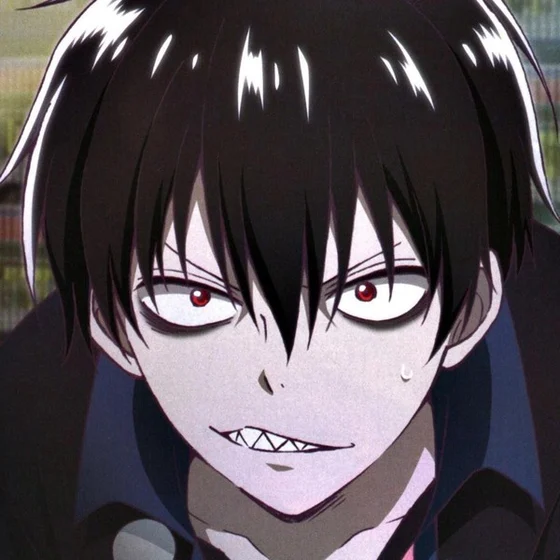 Eftann's avatar: an anime character with black hair, red eyes and a sharp-toothed grin.